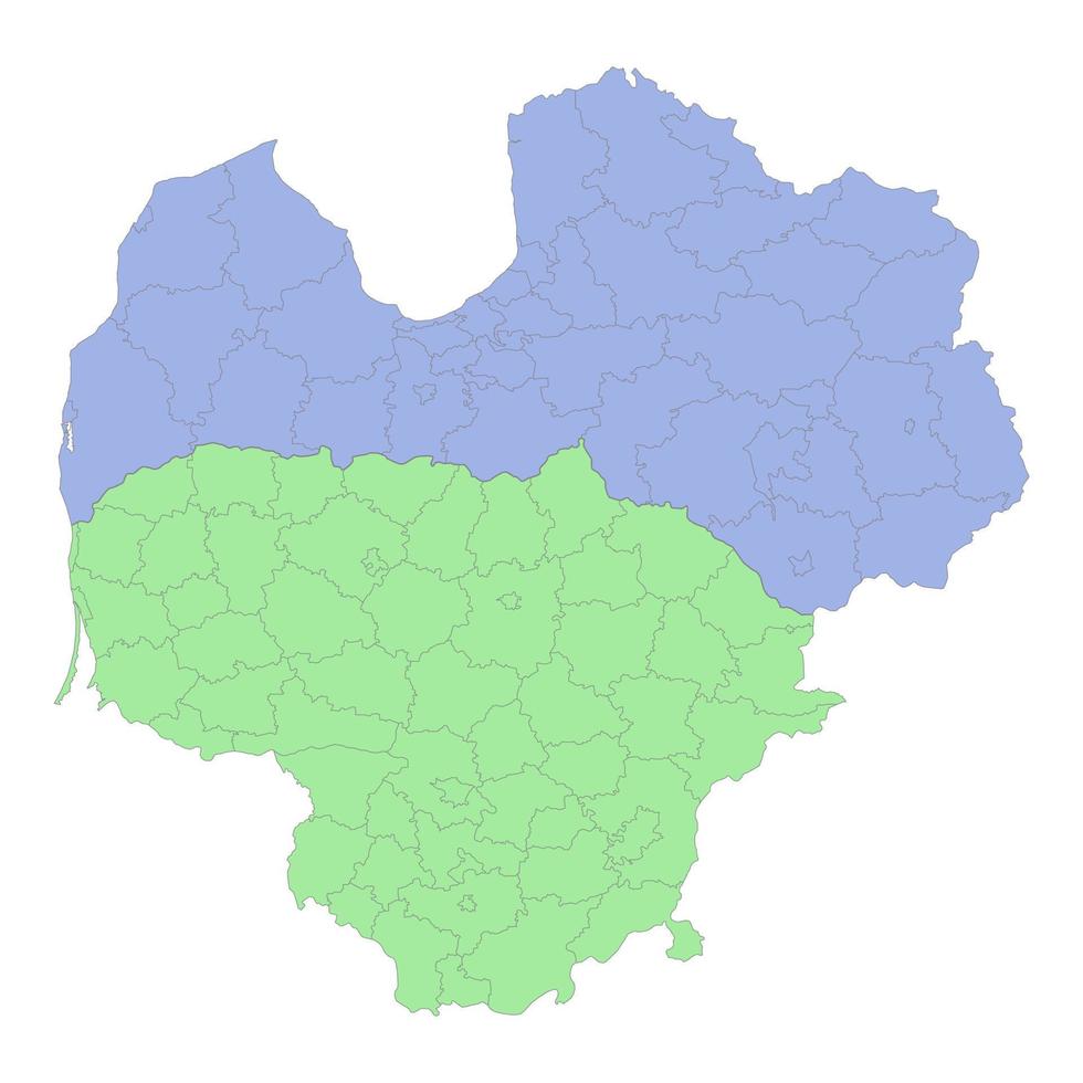 Alto qualidade político mapa do Lituânia e Letônia com fronteiras do a regiões ou províncias vetor