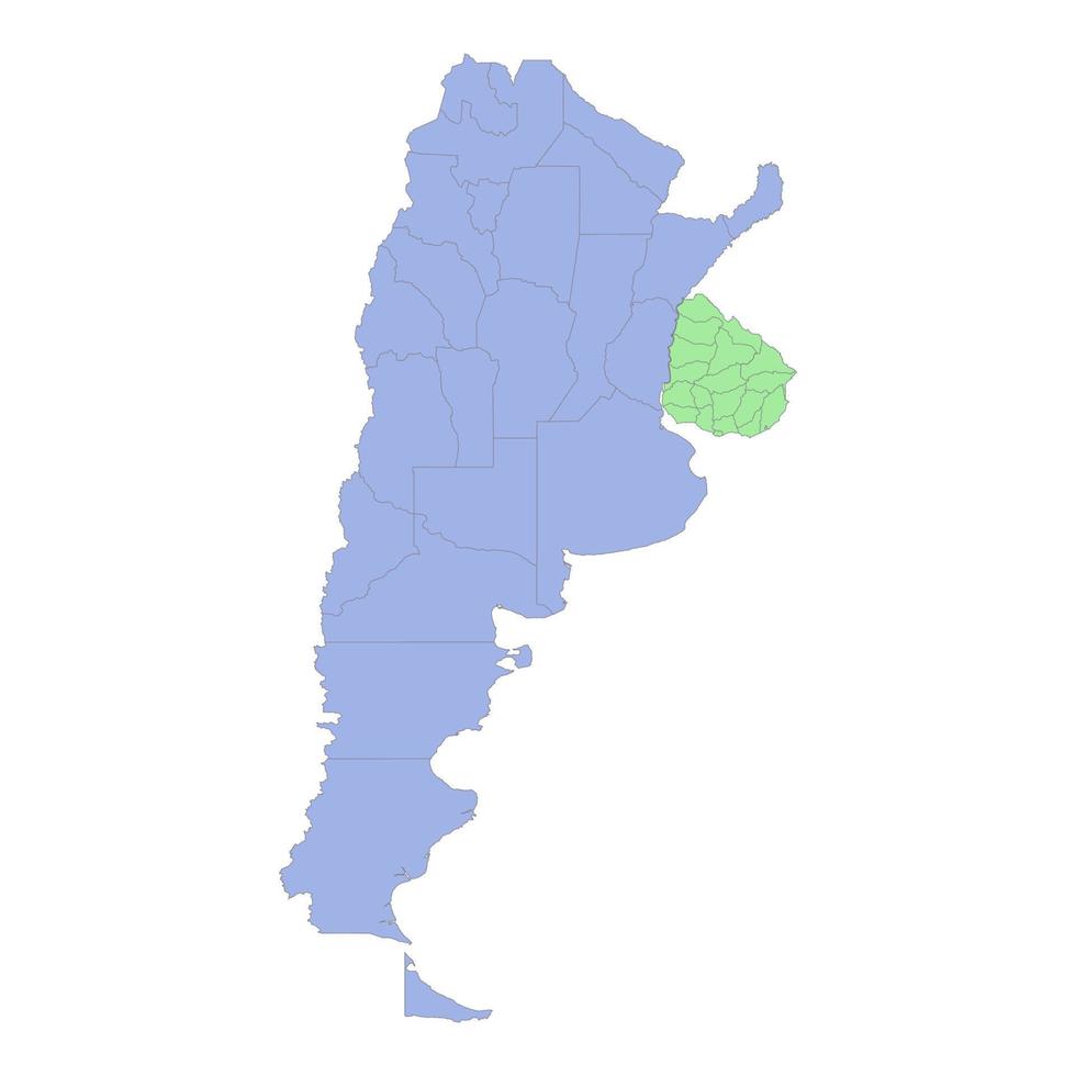 Alto qualidade político mapa do Argentina e Uruguai com fronteiras do a regiões ou províncias vetor