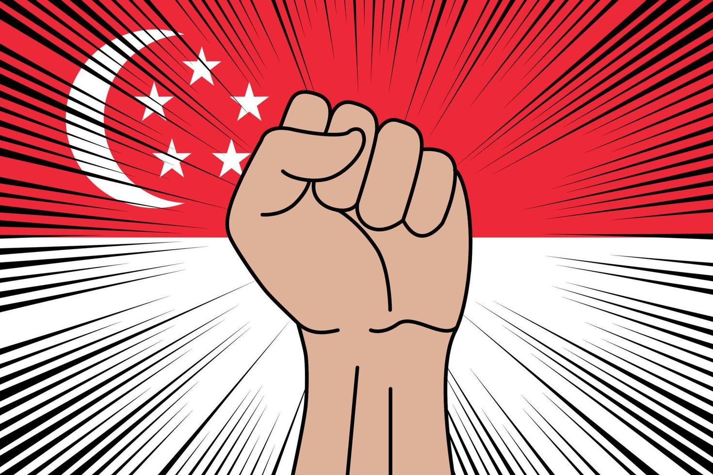 humano punho cerrado símbolo em bandeira do Cingapura vetor
