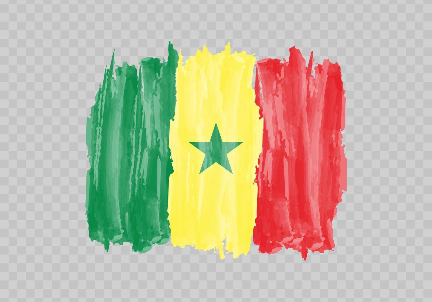 aguarela pintura bandeira do Senegal vetor