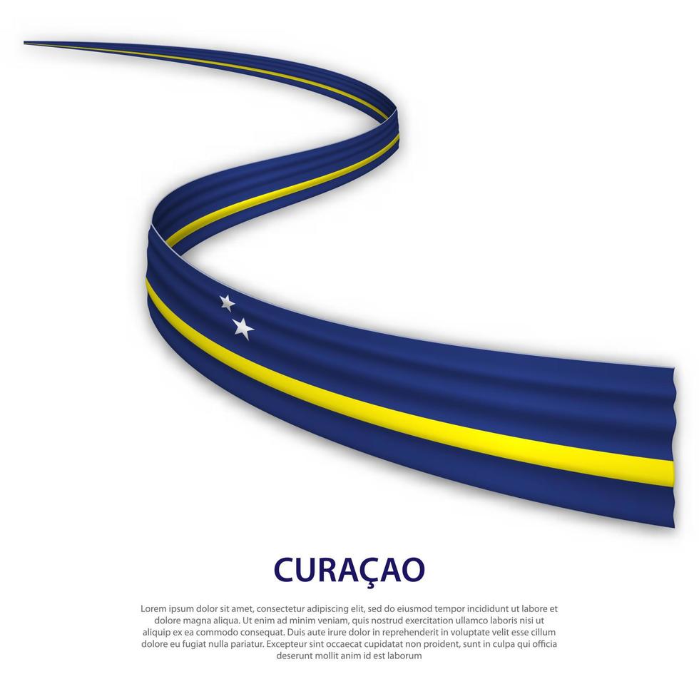 acenando a fita ou banner com bandeira de curaçao vetor