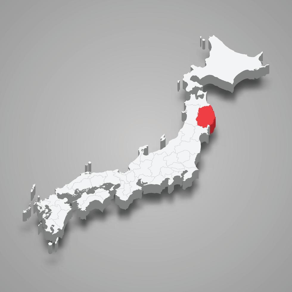 iwate região localização dentro Japão 3d mapa vetor
