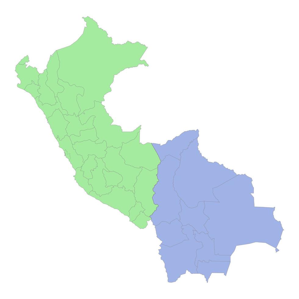 Alto qualidade político mapa do Peru e Bolívia com fronteiras do a regiões ou províncias vetor
