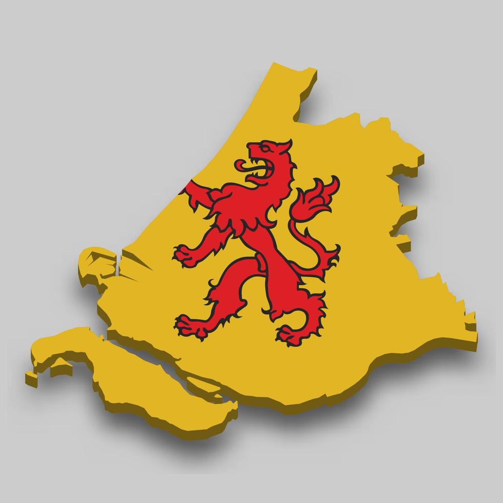 3d isométrico mapa do sul Holanda é uma região do Países Baixos vetor