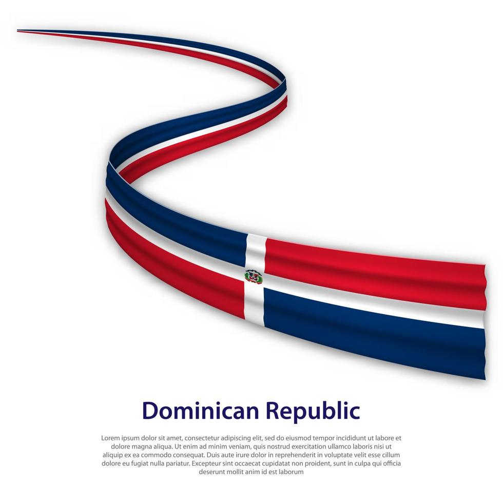 acenando a fita ou banner com bandeira da república dominicana vetor