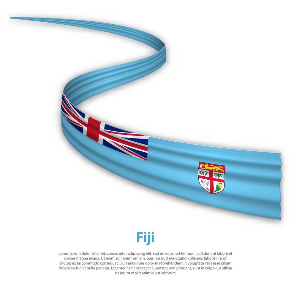acenando a fita ou banner com bandeira de fiji vetor
