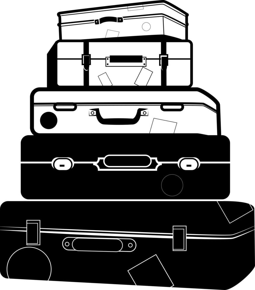 Preto e branco ilustração do malas e bagagem de mão vetor