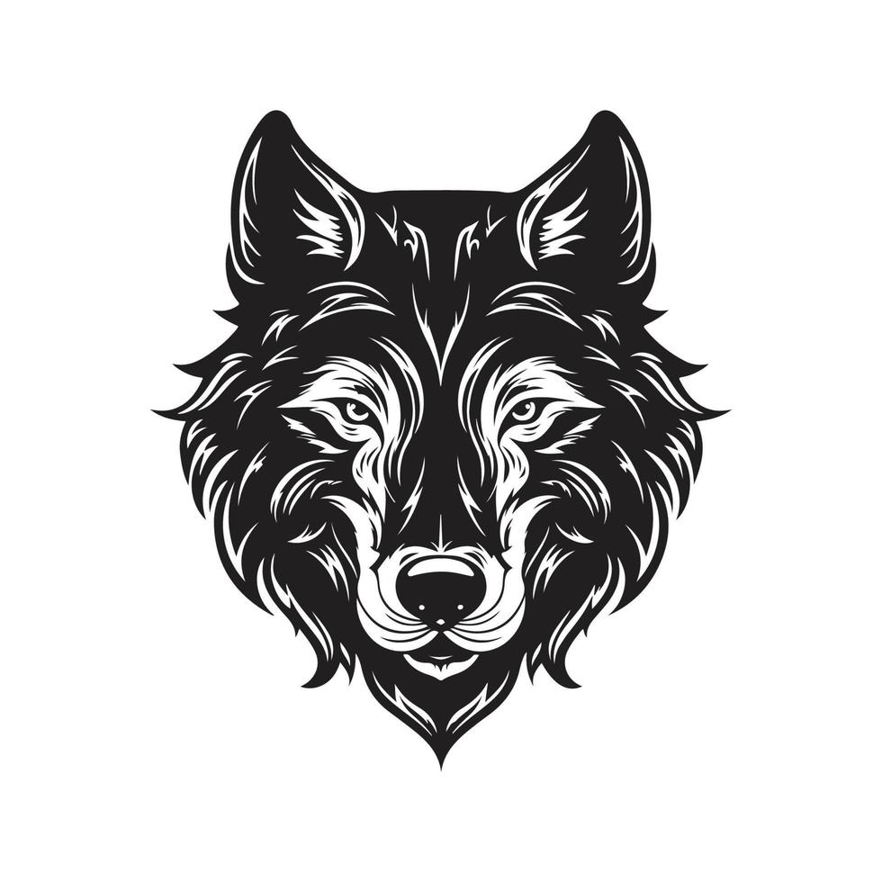 legal lobo, vintage logotipo conceito Preto e branco cor, mão desenhado ilustração vetor
