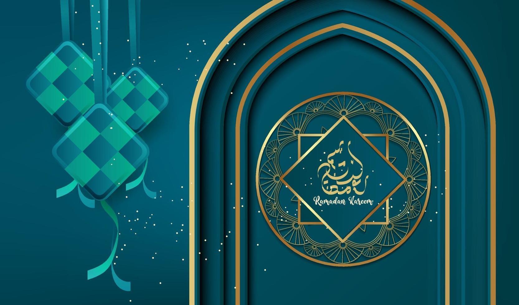 projeto do fundo ramadan kareem com ornamento islâmico de luxo. vetor