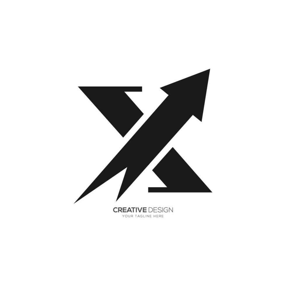 moderno carta x com seta forma crescimento o negócio branding logotipo vetor