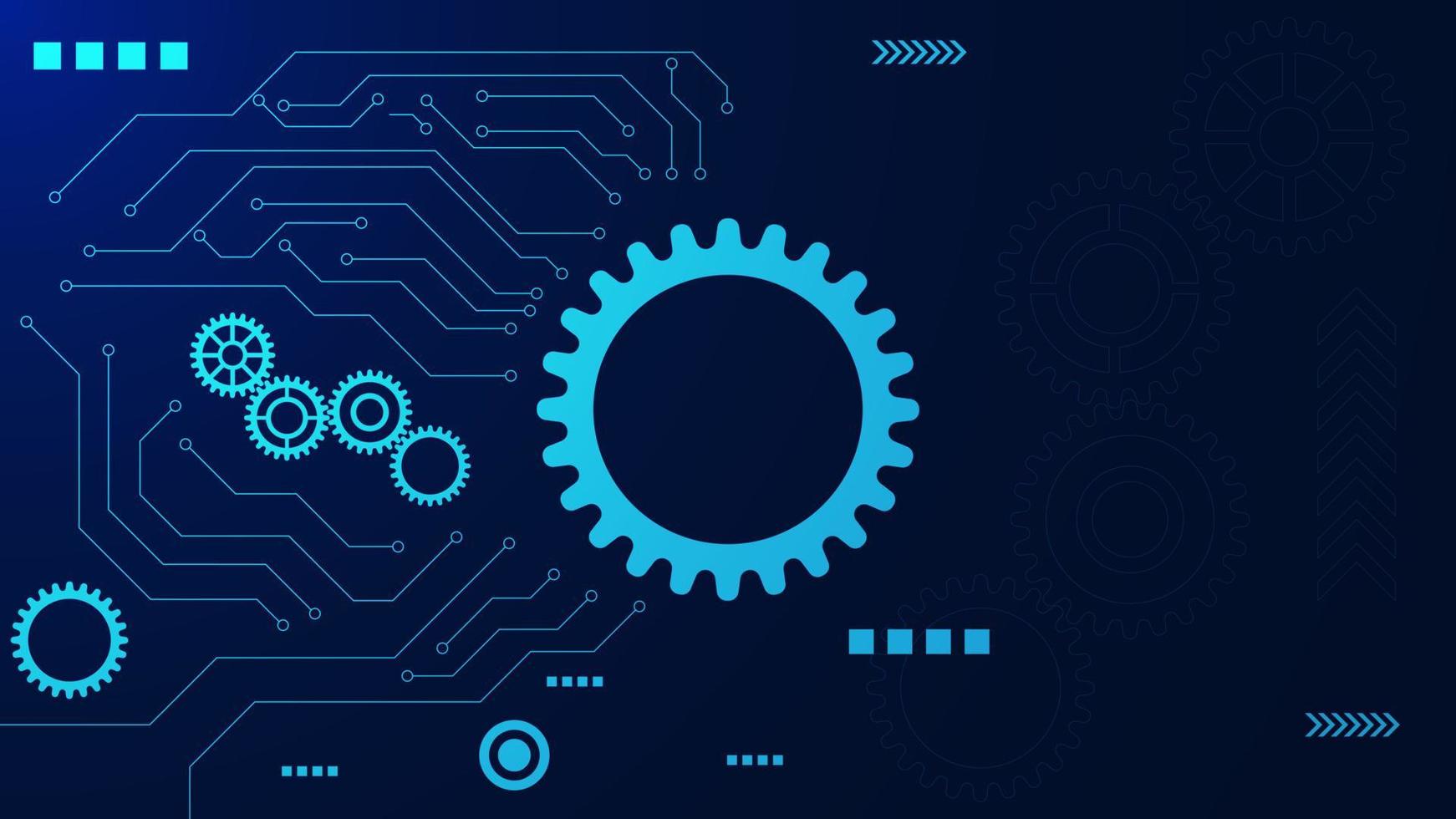 abstrato tecnológica fundo com engrenagem roda e o circuito linhas em azul tecnologia pano de fundo. vetor ilustração.