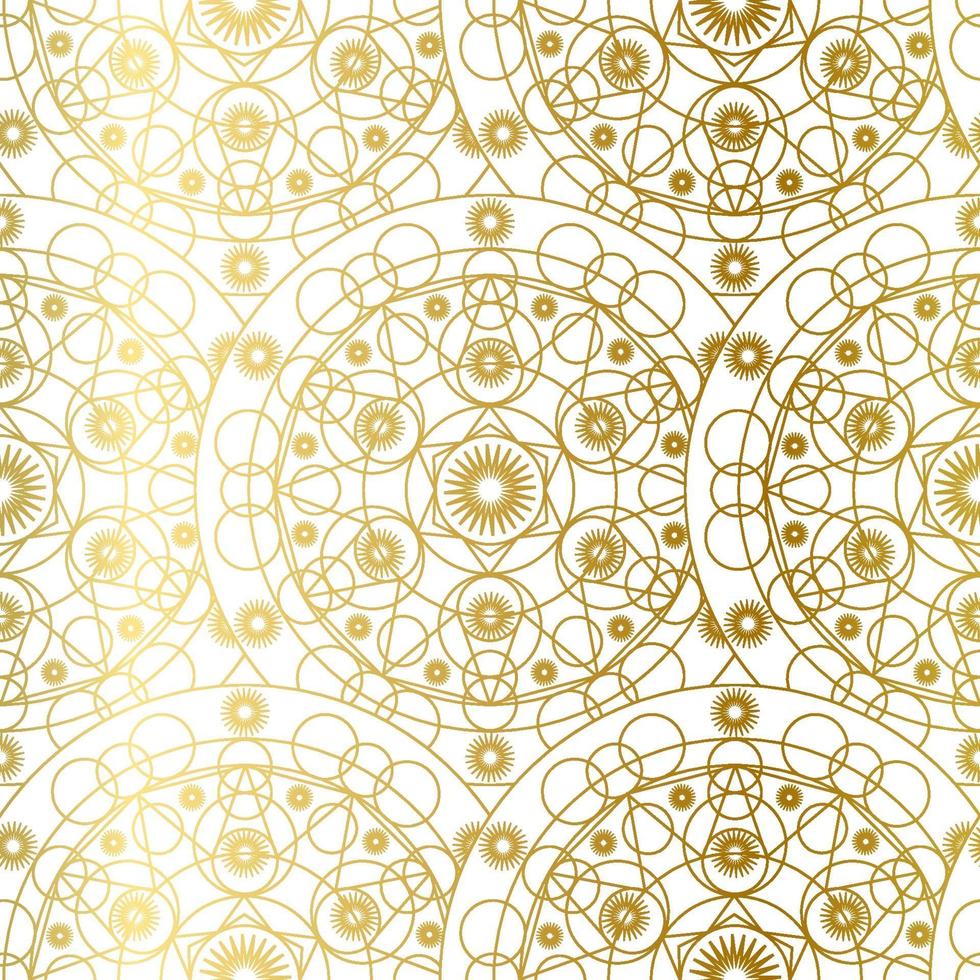 Golden Luxury Art Mandala Boho Seamless Pattern vetor