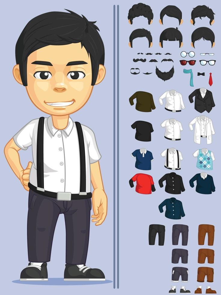 desenho animado menino vestir jogo ativo vetor roupas ilustração desenho conjunto