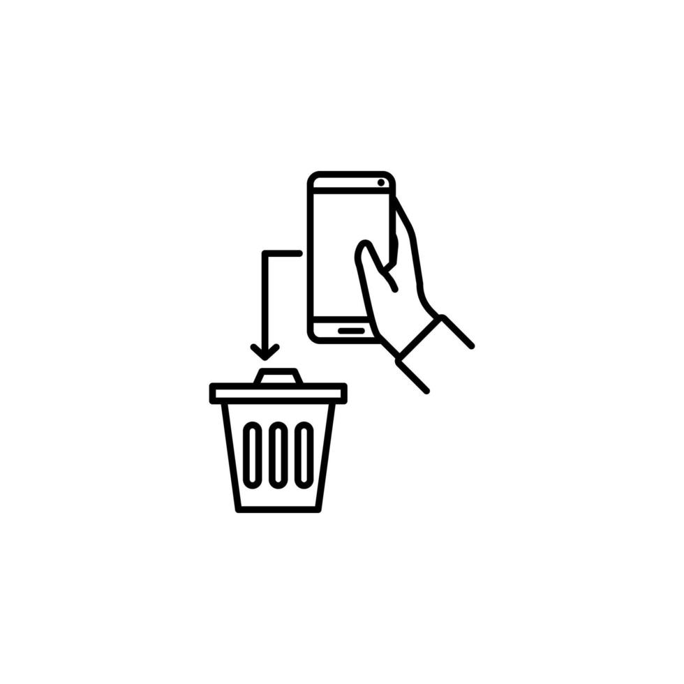 descartar, mão, lixo, Smartphone vetor ícone