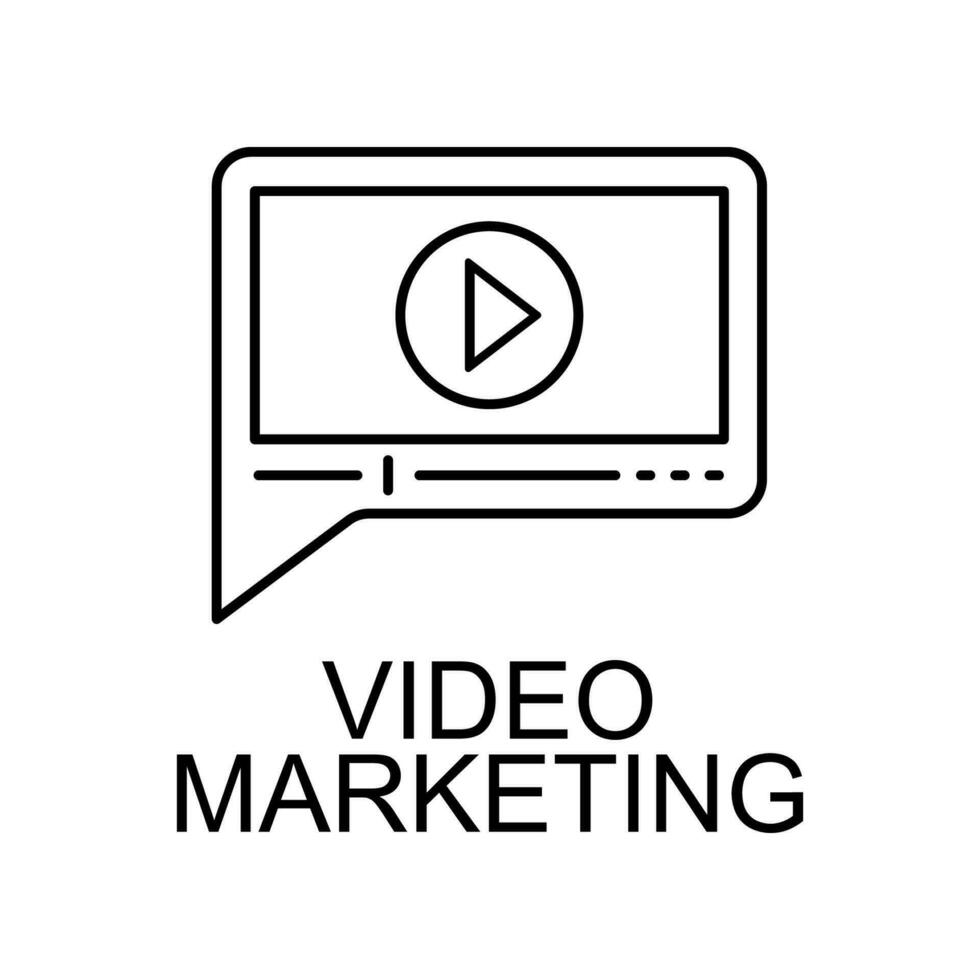 ícone de vetor de linha de marketing de vídeo