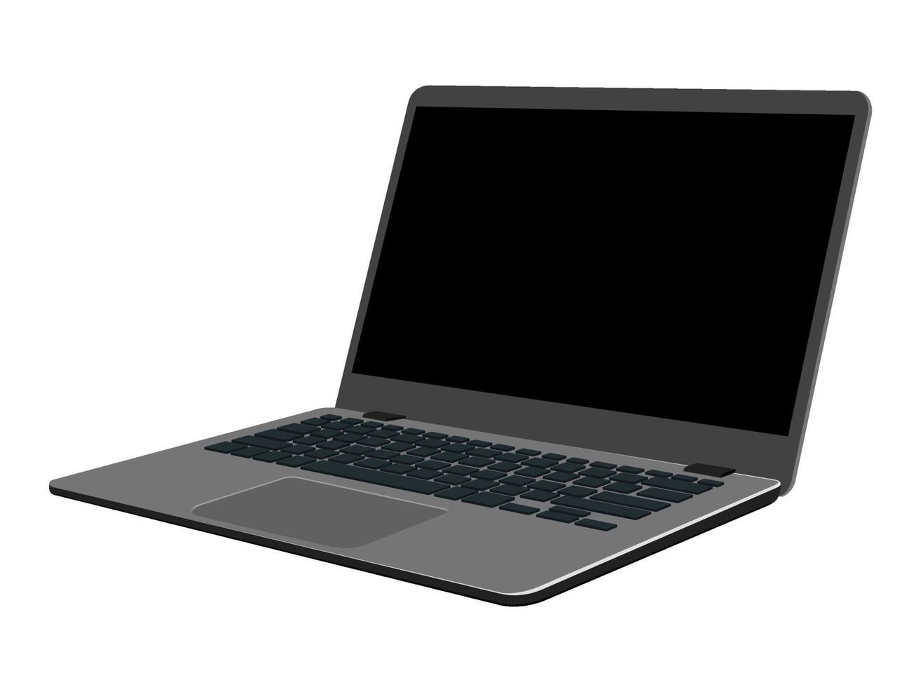 imagem vetorial isométrica de um laptop aberto isolado. cinza desligou o laptop com uma tampa levantada em uma vista em perspectiva. vetor