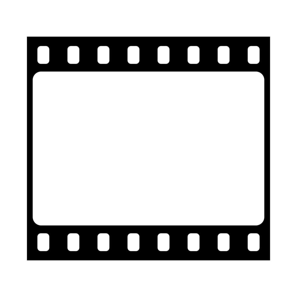 ícone de vetor de quadro de filme, emblema de cimena em preto e branco.