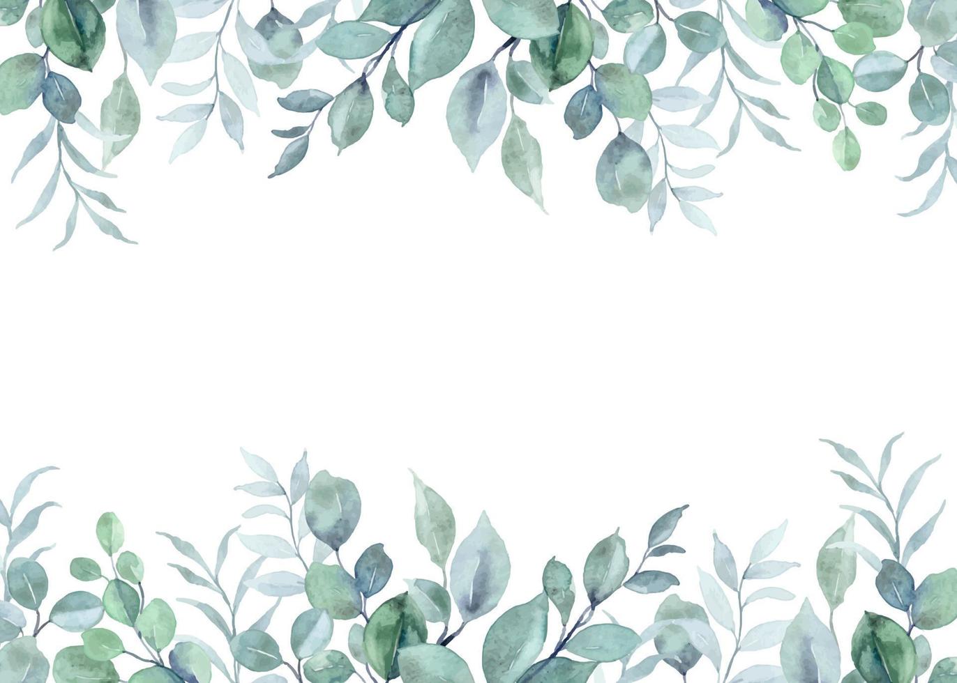 aguarela eucalipto folhas fronteira para casamento, aniversário, cartão, fundo, convite, papel de parede, adesivo, decoração etc. vetor