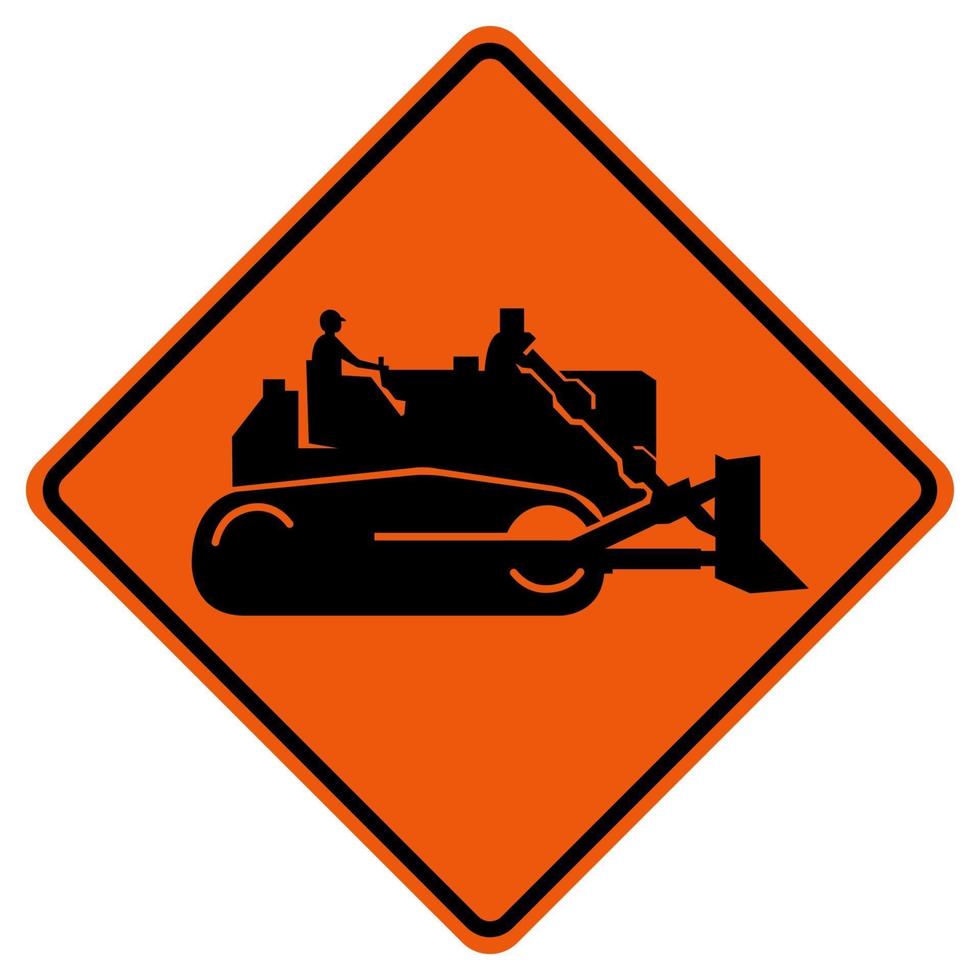 Sinal de símbolo de estrada de tráfego de máquinas de construção isolado no fundo branco, ilustração vetorial vetor