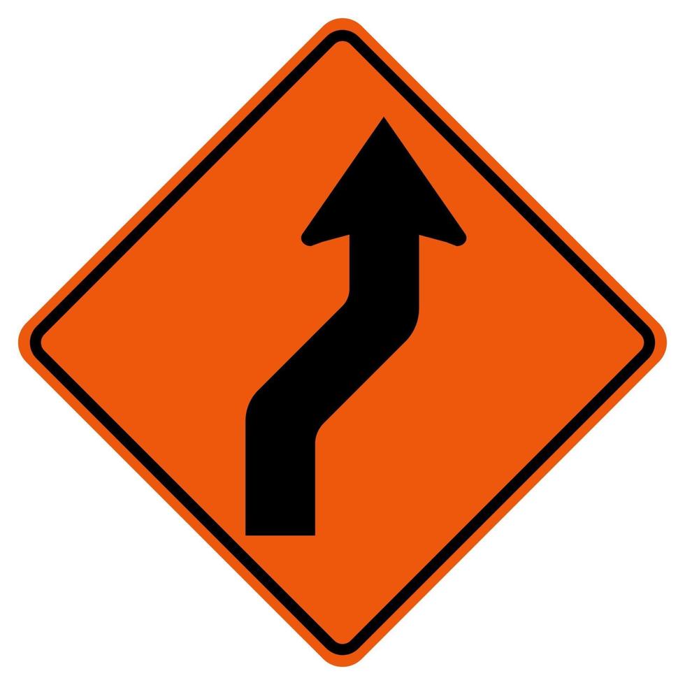 sinal de símbolo de estrada de tráfego direito curvo isolado no fundo branco, ilustração vetorial vetor