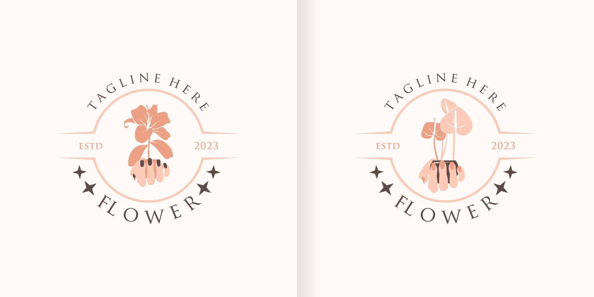 flor coleção abstrato logotipo beleza spa salão Cosmético marca linear estilo vetor