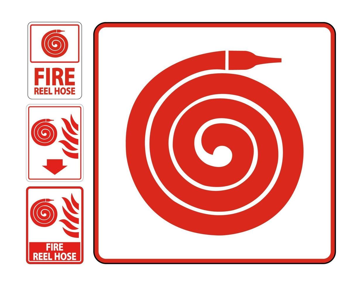 sinal de piso de mangueira de carretel de incêndio isolar em fundo branco, ilustração vetorial eps.10 vetor