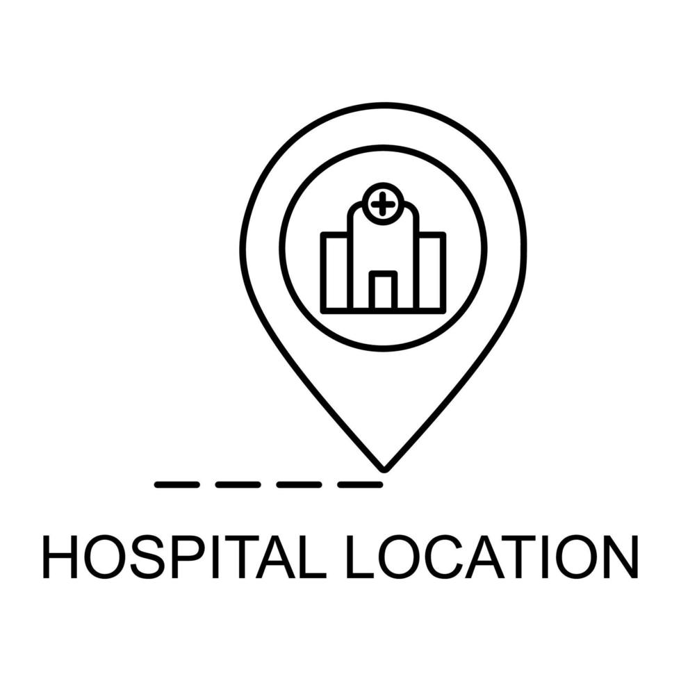 hospital localização PIN linha vetor ícone
