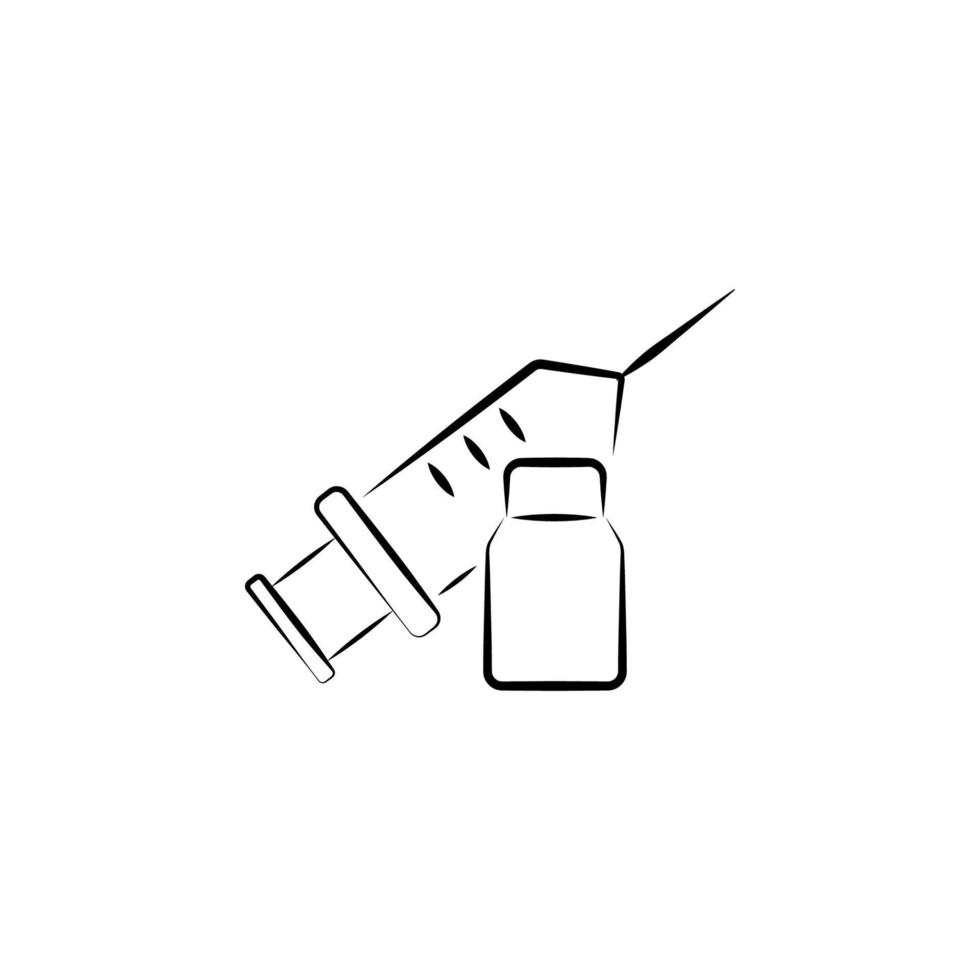 injeção, farmacia, remédio mão desenhado vetor ícone