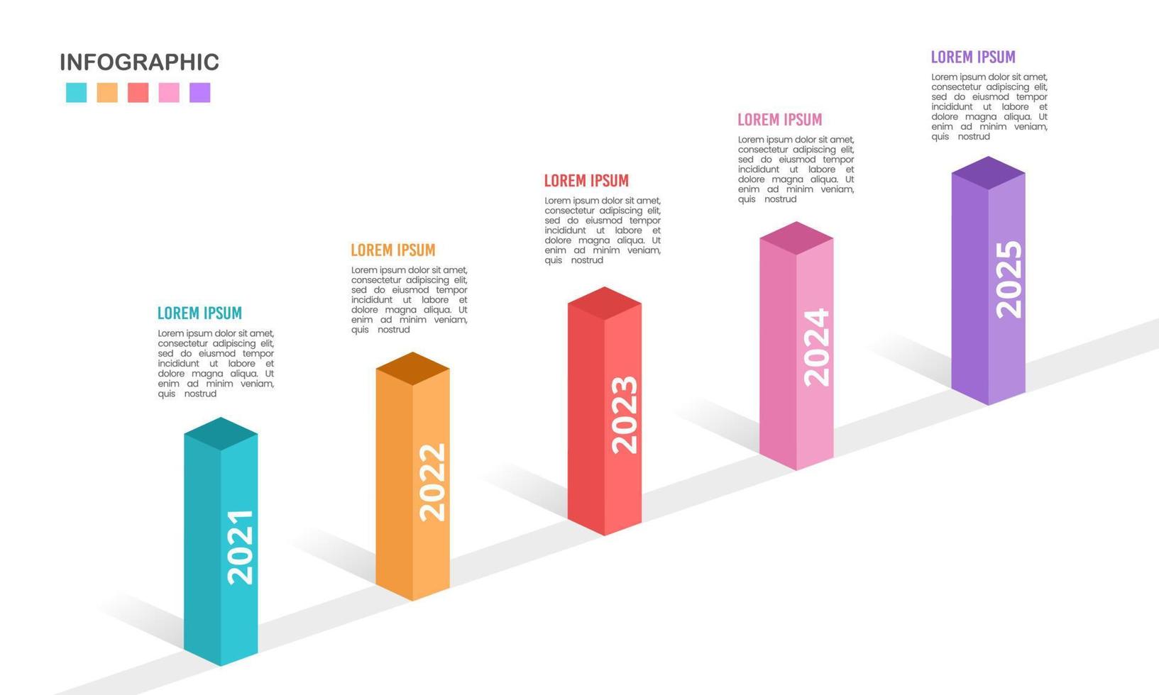 Linha do tempo infográfico modelo em a estrada para sucesso. vetor ilustração.