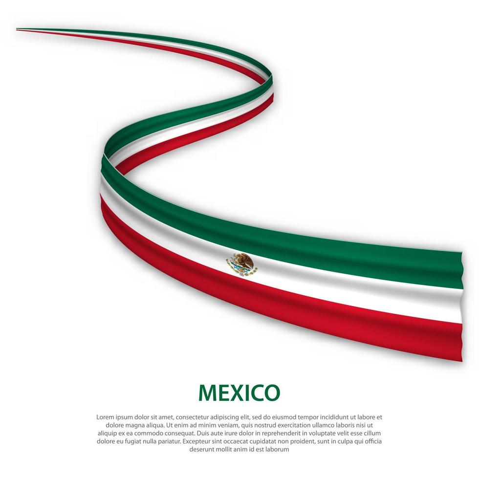 acenando a fita ou banner com bandeira do méxico vetor