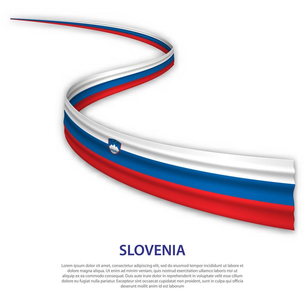 acenando a fita ou banner com bandeira da eslovénia vetor