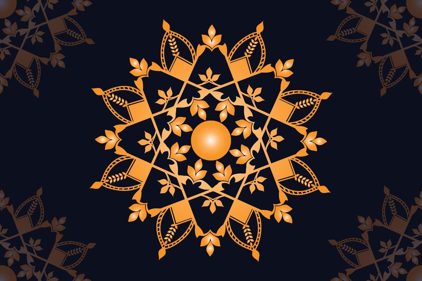 mandala vetor Projeto com Preto fundo. desatado mandala padronizar com Preto fundo. dourado mandala com Preto fundo