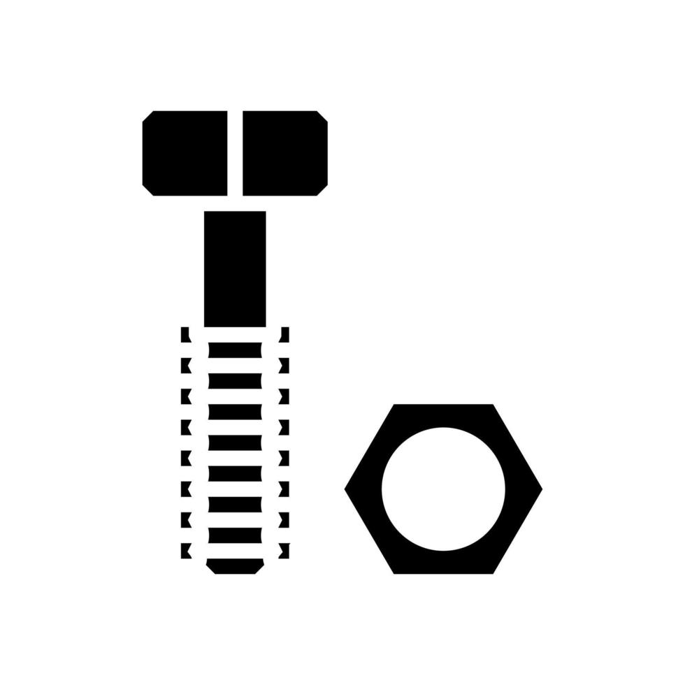 noz e parafuso ferramenta trabalhos glifo ícone vetor ilustração
