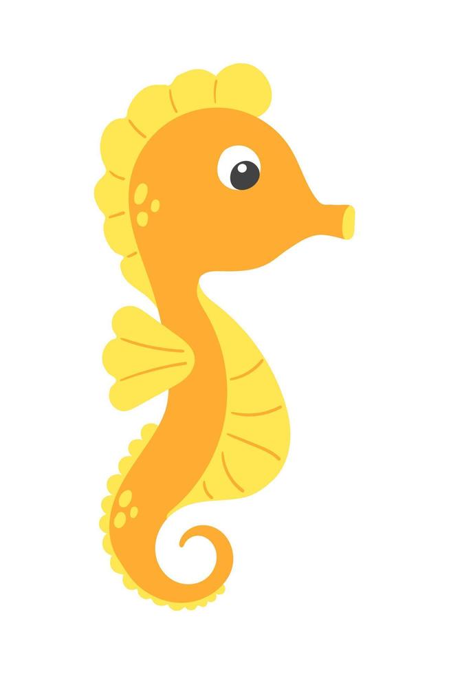 vetor fofa desenho animado laranja cavalo marinho dentro plano estilo. ilustração do mar animal personagem