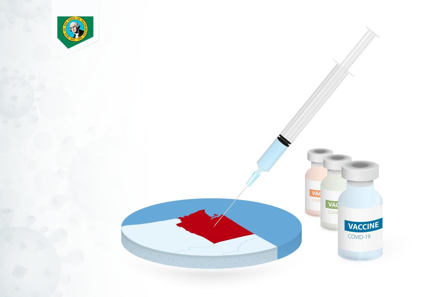 vacinação dentro Washington com diferente tipo do covid-19 vacina. conceito com a vacina injeção dentro a mapa do Washington. vetor