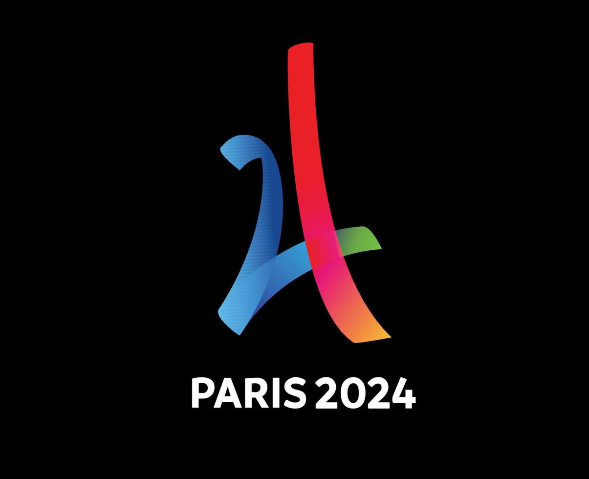 Paris 2024 olímpico jogos logotipo oficial símbolo abstrato Projeto vetor ilustração com Preto fundo