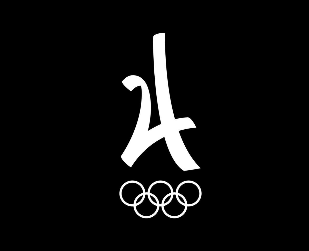 Paris 2024 olímpico jogos símbolo oficial logotipo branco abstrato Projeto vetor ilustração com Preto fundo