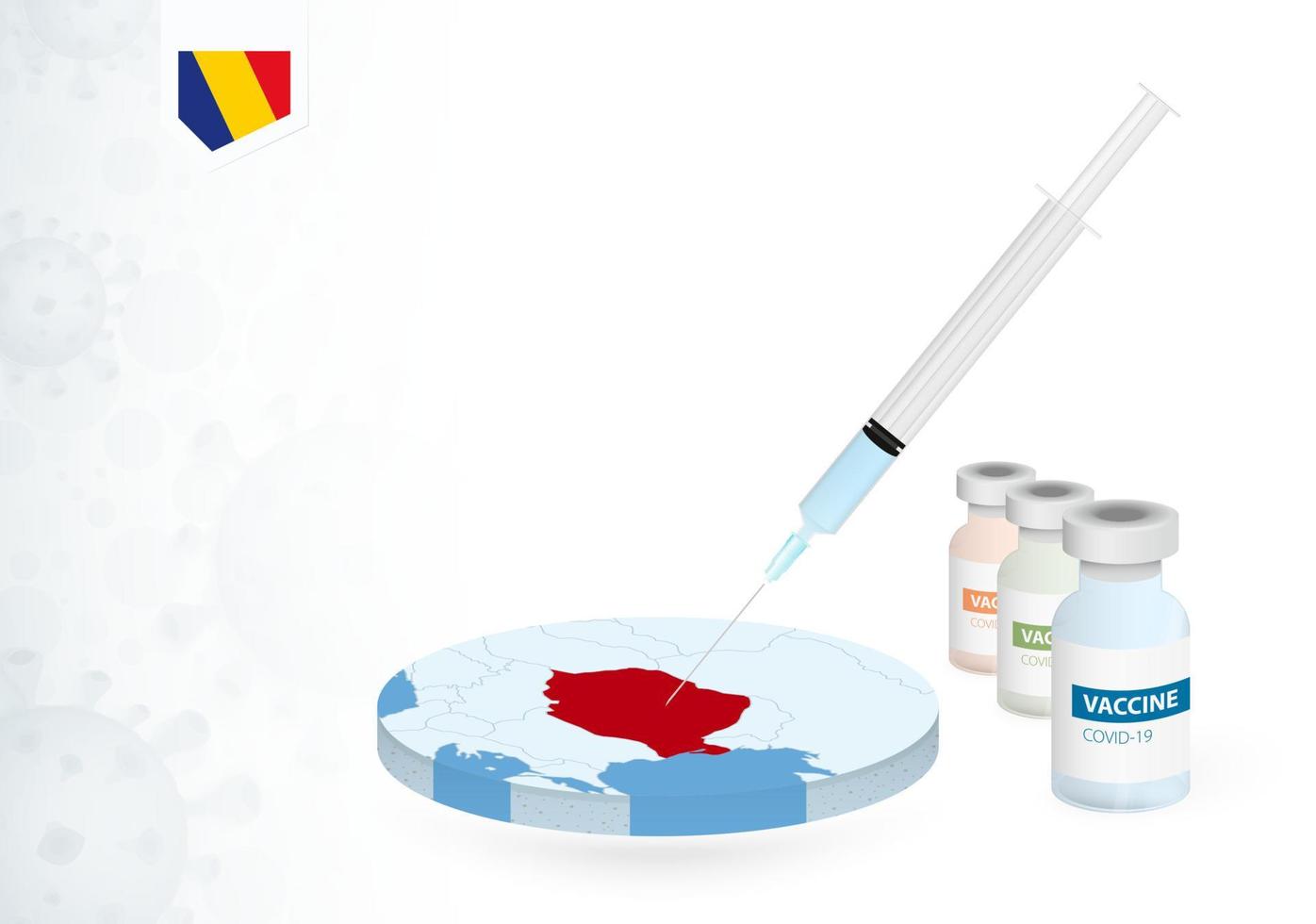 vacinação dentro romênia com diferente tipo do covid-19 vacina. conceito com a vacina injeção dentro a mapa do roménia. vetor