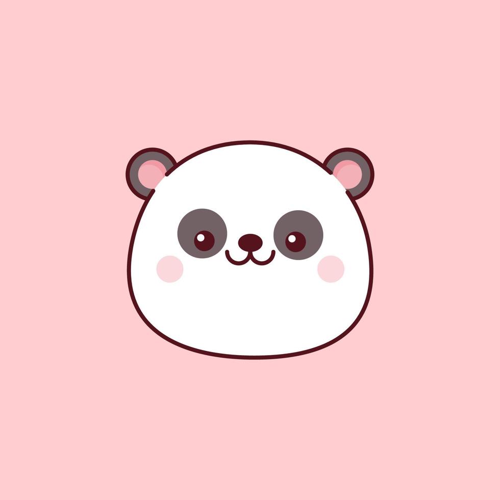 fofa panda face com sorrir dentro kawaii estilo vetor