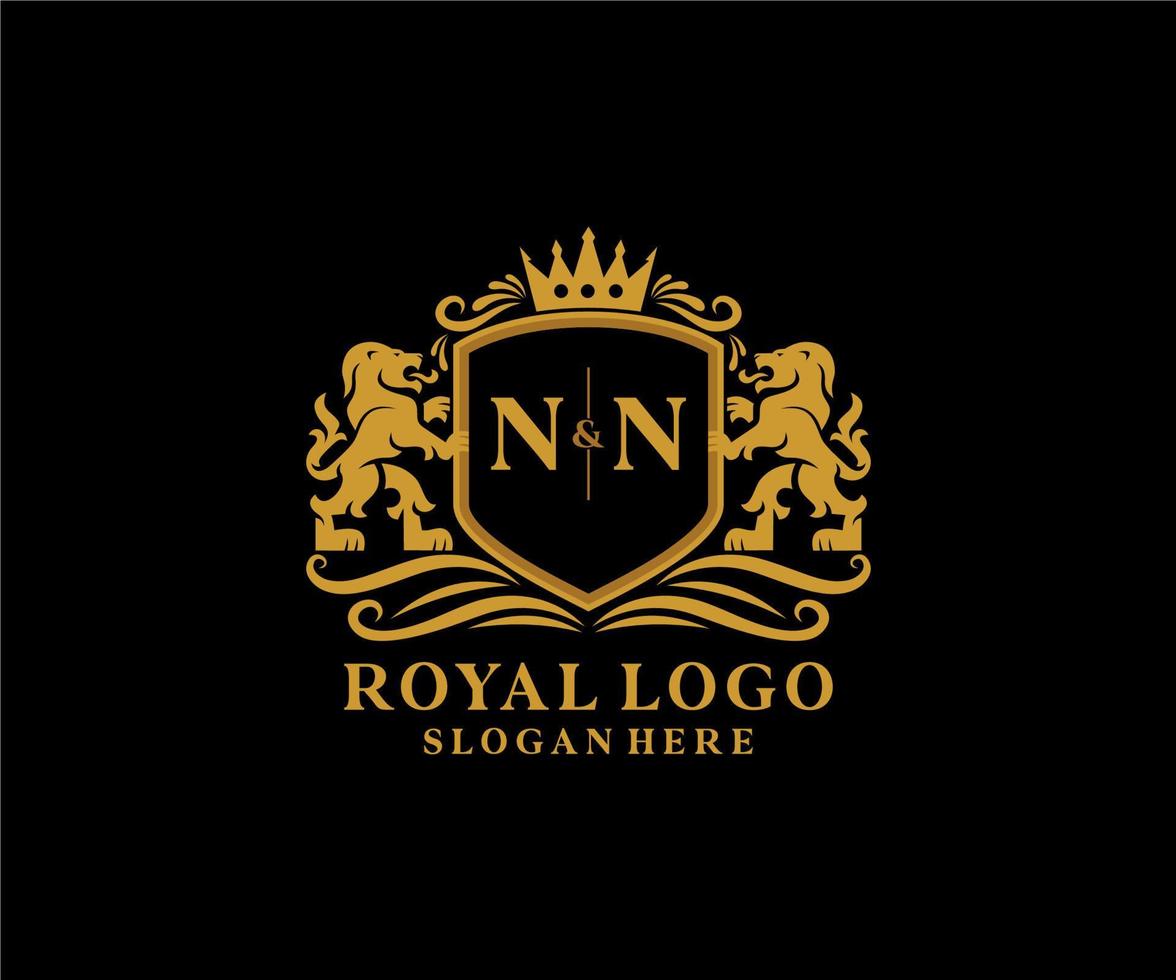 inicial nn carta leão modelo de logotipo de luxo real em arte vetorial para restaurante, realeza, boutique, café, hotel, heráldica, joias, moda e outras ilustrações vetoriais. vetor