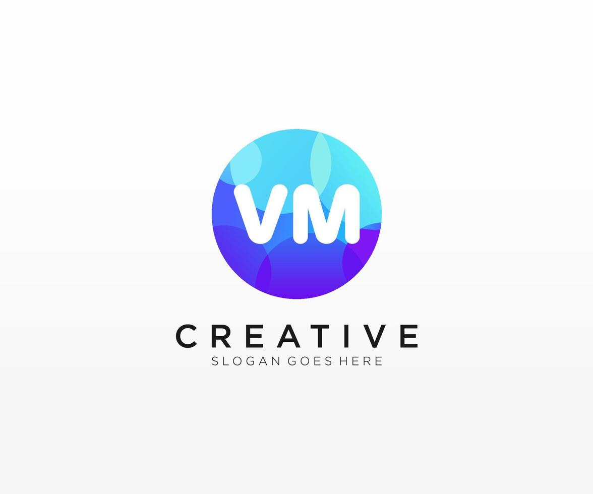 vm inicial logotipo com colorida círculo modelo vetor. vetor