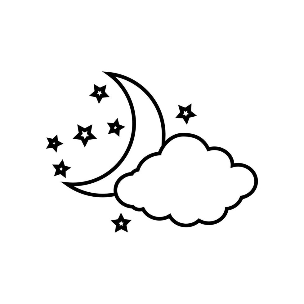 lua e estrelas ícone vetor. noite ilustração placa. Sonhe símbolo. dormir logotipo. vetor
