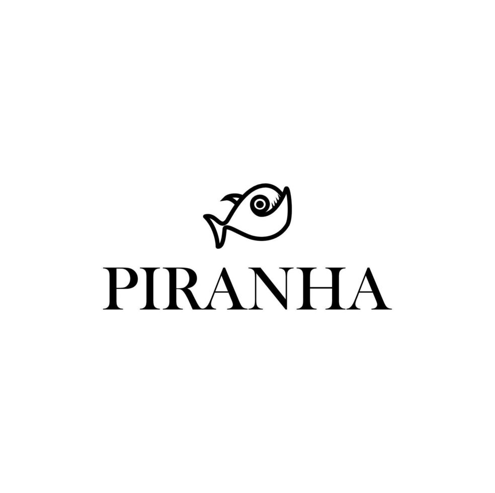 design de logotipo de peixe piranha vetor