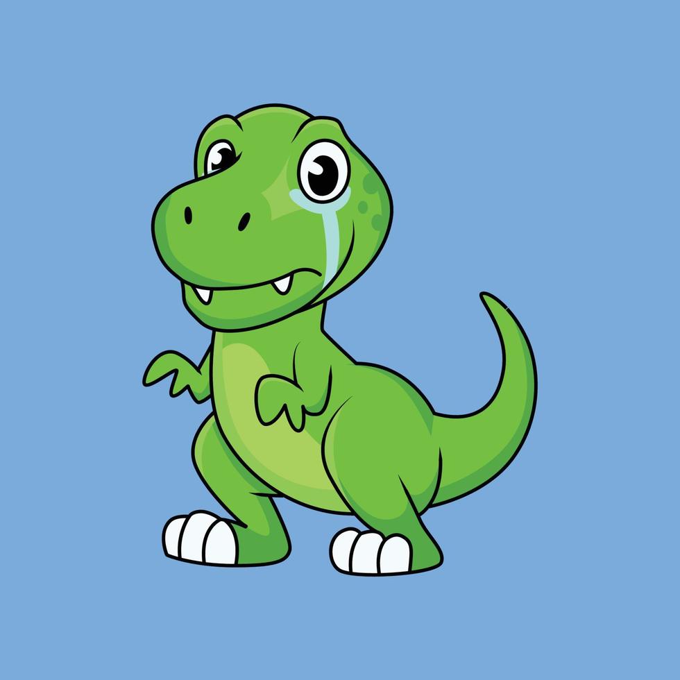 fofa dinossauro chorando desenho animado adesivo vetor ilustração