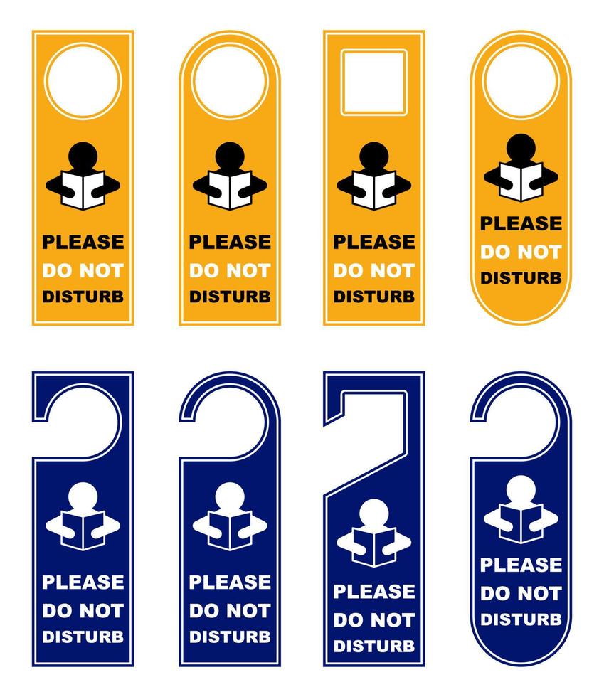 Faz não perturbar dentro estudando porta cabide lidar com botão Tag etiquetas cartão hotel quarto sinalização proibição vetor