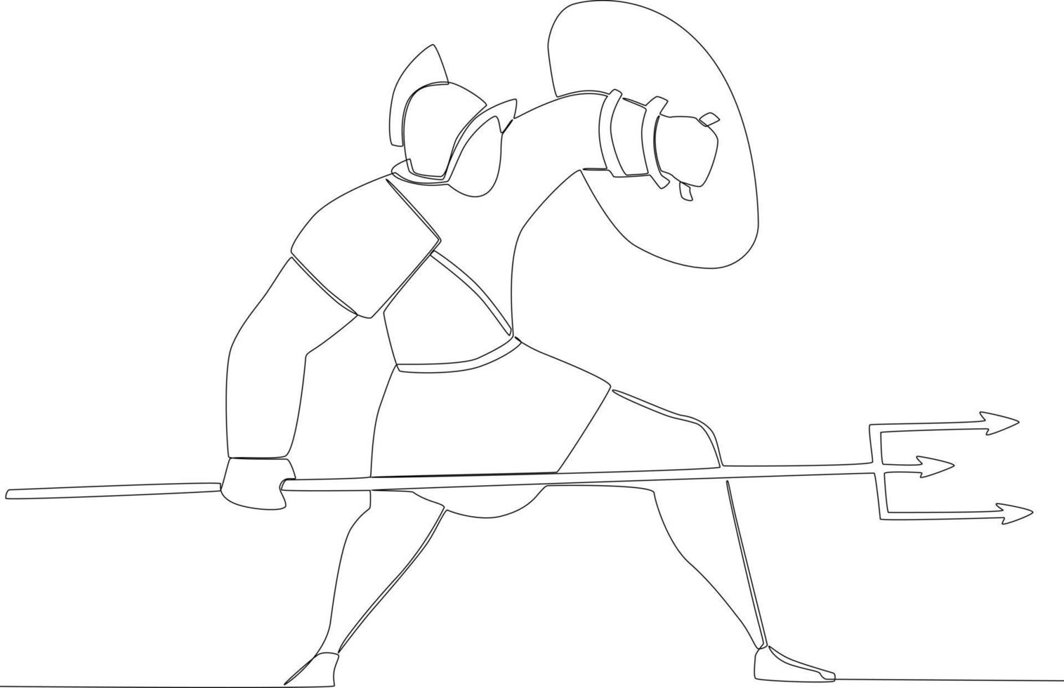 uma Guerreiro brigando com uma lança e escudo vetor