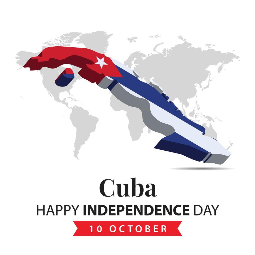 Cuba independência dia, 3d Renderização Cuba independência dia ilustração com 3d mapa e bandeira cores tema vetor