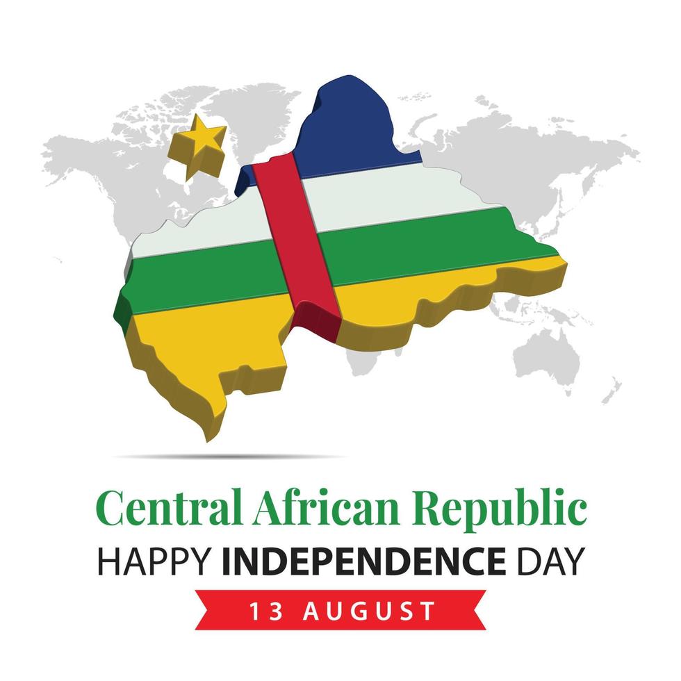 central africano república independência dia, 3d Renderização central africano república independência dia ilustração com 3d mapa e bandeira cores tema vetor