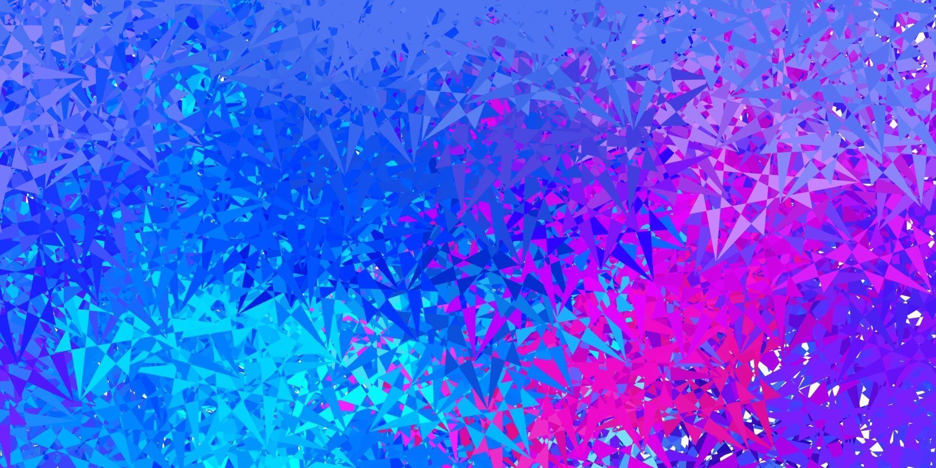 pano de fundo vector rosa escuro, azul com triângulos, linhas.