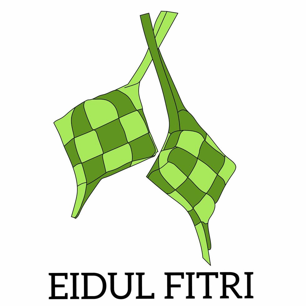 ketupat ilustração. dois suspensão diamantes Como enfeites comemorativo eid al-fitr. plano Projeto. vetor